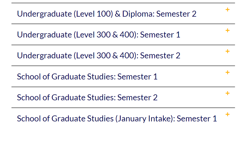 UPSA Academic Calendar of Events 2024/2025